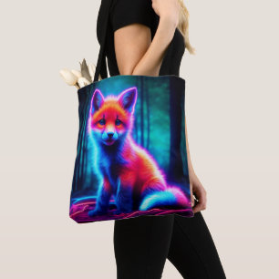 Tote Bag Luminescent renard animal profond bois foncé