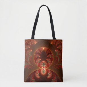 Tote Bag Lumineux abstrait moderne orange rouge Fractale