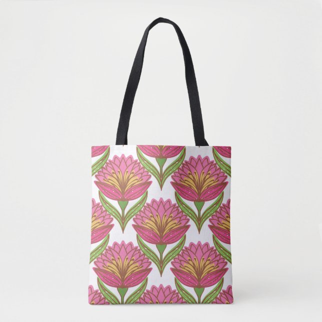 Tote Bag Luminosité florale : Vintage blanc rouge. (Devant)