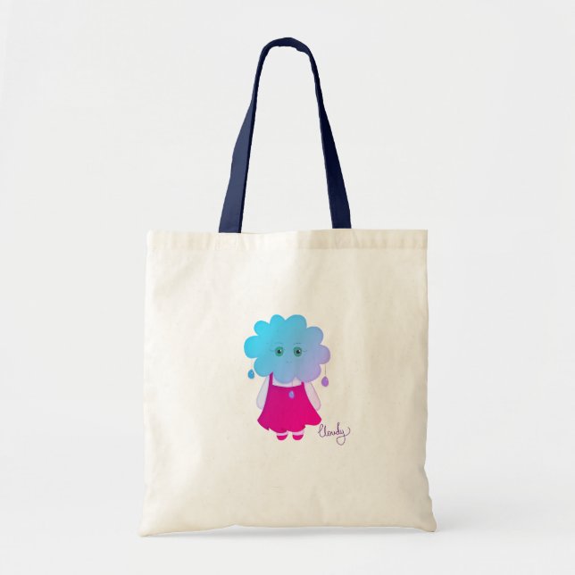 Tote Bag Luminoso Azul Radiante Cloudy Expressão Emocional (Devant)