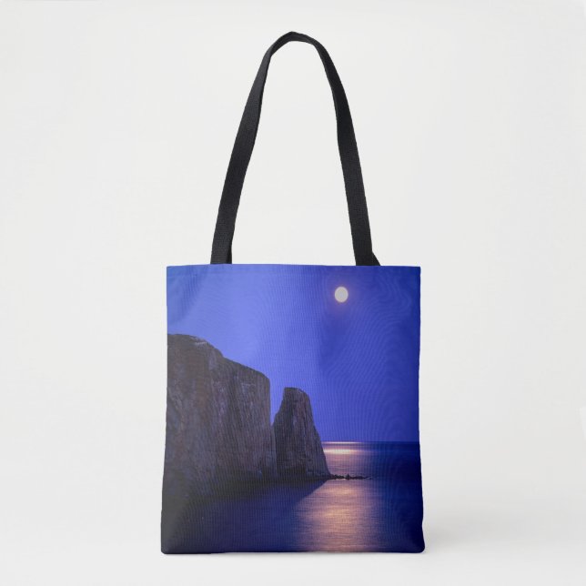 Tote Bag Lune À Dusk | Côte Gaspe de Perce Rock Québec (Devant)