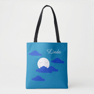 Tote Bag Lune au crépuscule précoce : Bleu