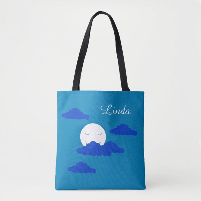 Tote Bag Lune au crépuscule précoce : Bleu  (Devant)