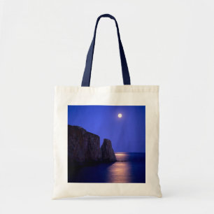 Tote Bag Lune au crépuscule Rocher Percé Côte Gaspésienne