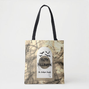 Tote Bag Lune blanche noire moderne Éffrayant Happy Hallowe