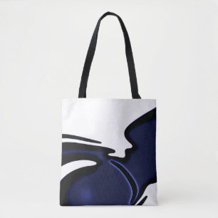 Tote Bag Lune bleue : Bleu Abstrait, Blanc & Noir