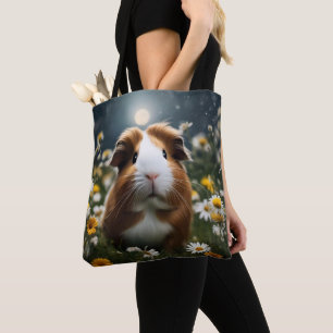 Tote Bag Lune De Cochon Et Marguerites Brown Et Blanche,