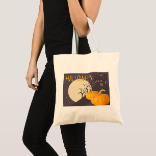 Tote Bag Lune d'Halloween Éffrayante vintage et Citrouille 