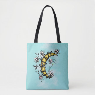 Tote Bag Lune Floral Tattoo Art Boho