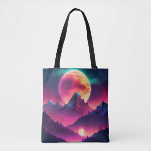 Tote Bag lune montante entre les montagnes