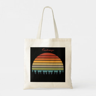 Tote Bag Lune striée multicolore avec arbres Thunder_Cove