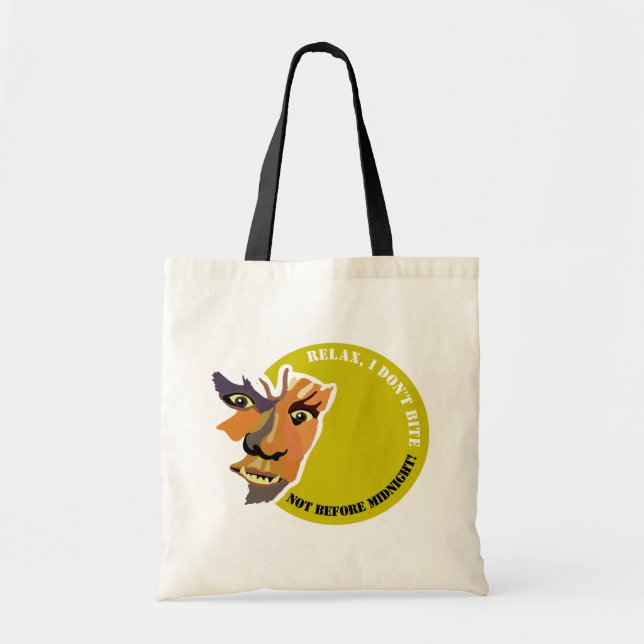 Tote Bag Lune Wolf, Relax, je ne mord pas (Devant)