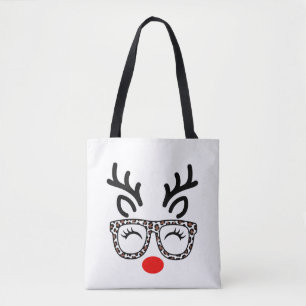Tote Bag Lunettes de léopard de renne de Noël Vacances