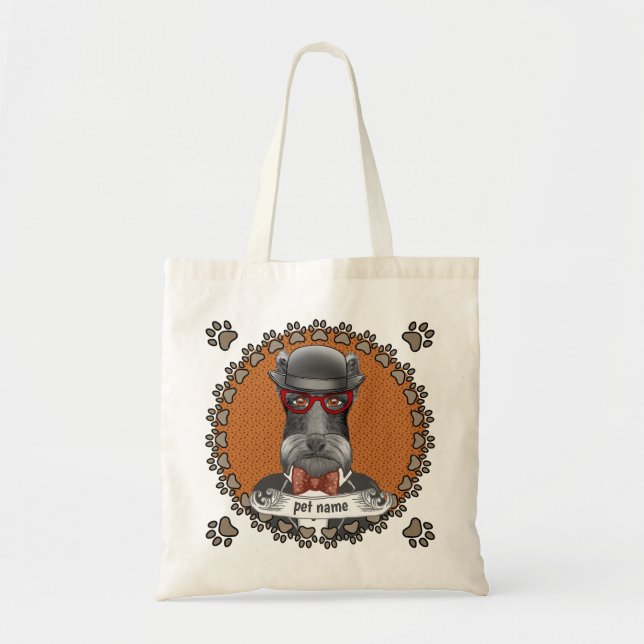 Tote Bag Lunettes de Schnauzer âgé (Devant)