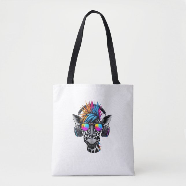 Tote Bag Lunettes de soleil cool Giraffe Casques Giraffes (Devant)