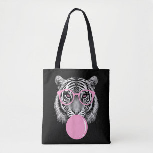 Tote Bag Lunettes de Tigre Femmes Drôles & Bubble Gum Rose