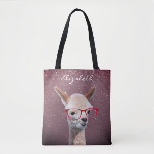 Tote Bag Lunettes Rouge Alpaca, Parties scintillant Lavdr T