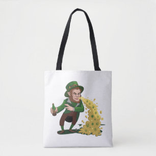 Tote Bag Lutin Irlandais lançant des biscuits chanceux drôl