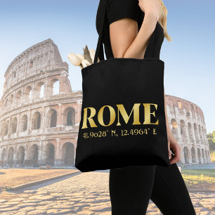 Tote Bag Lux Gold Rome Latitude & Longitude