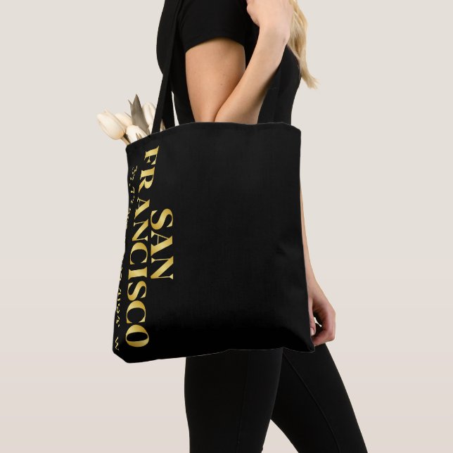 Tote Bag Lux Gold San Francisco Latitude & Longitude (De près)