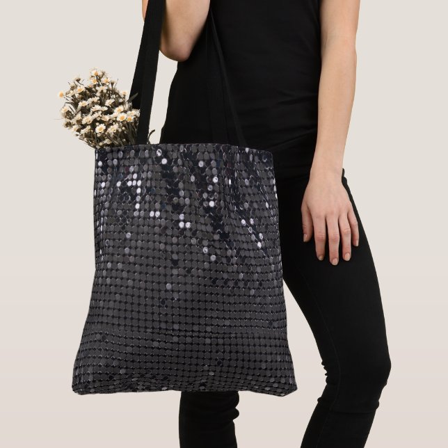 Tote Bag LUXE Black Sparkly (De près)