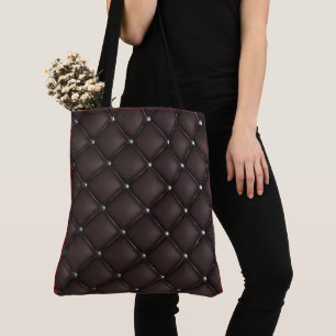 Tote Bag Luxe Elegant Noir Or Quilé Motif en cuir