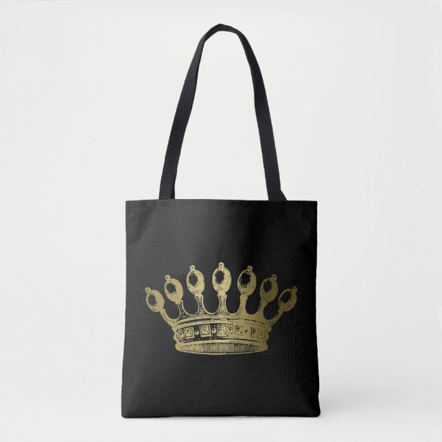 Tote Bag Luxueux Esoteric Gold Crown Black (Devant)