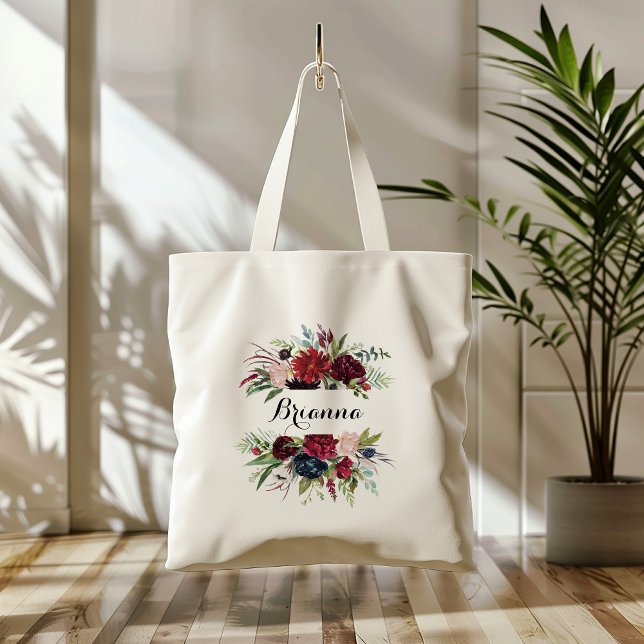 Tote Bag Luxury Whimsical Boho Floral Bridesmaid  (Créateur téléchargé)