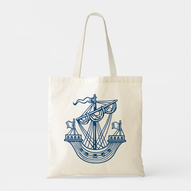 Tote Bag Lymphad (Navire Héraldique) - Bleu Style Indigo (Dos)