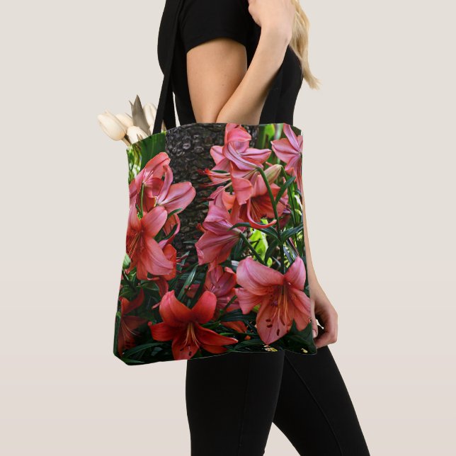 Tote Bag Lys Asiatiques Orange Floral (De près)