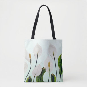 Tote Bag Lys Blancs Fleurs Bleu sans joint