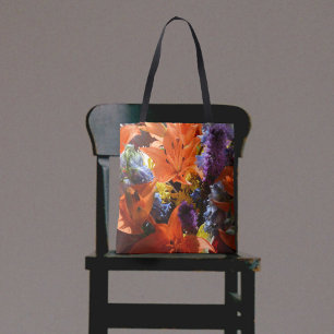 Tote Bag Lys Orange Colorés Lumineux Floral Abstrait