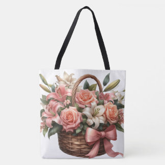 Tote Bag Lys rose dans un panier