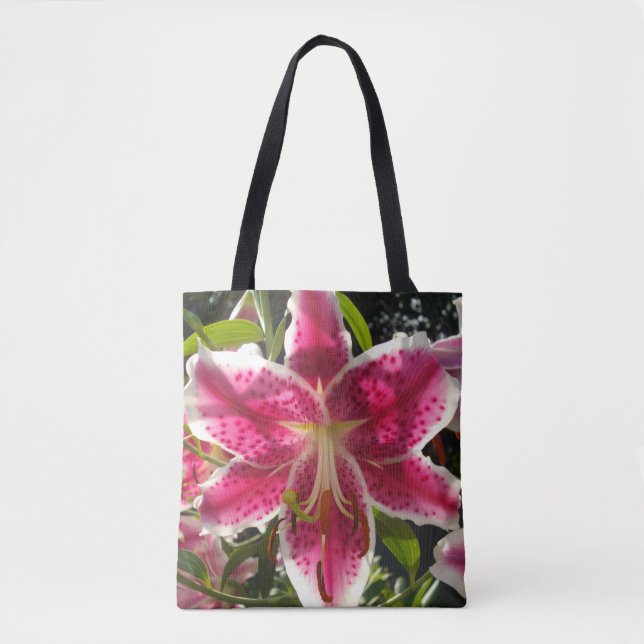 Tote Bag Lys roses fleurs tropicales roses rose (Devant)