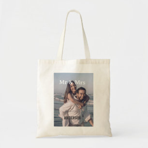 Tote Bag M. et Mme ajoutent le nom de famille photo date ma