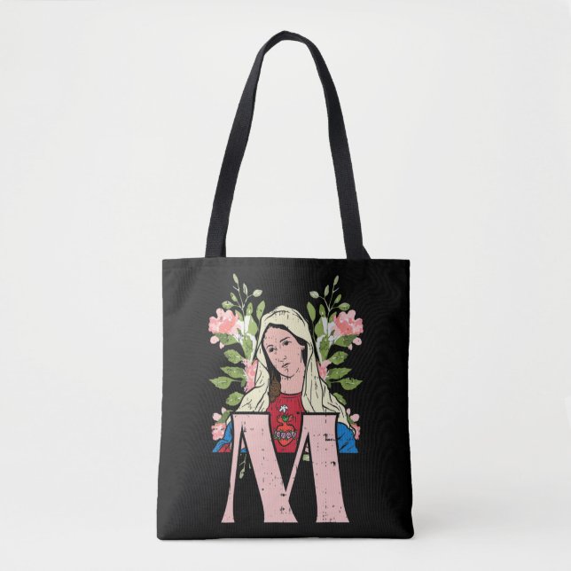 Tote Bag M Marie Vierge Sacré Coeur Jésus Catholi religieux (Devant)