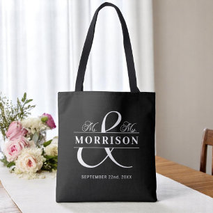 Tote Bag M. Mme Monogram Mariage noir blanc