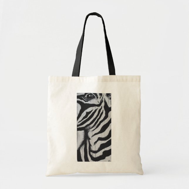 Tote Bag M. Zebra Eye Faune Plaines Africaines Peinture Art (Devant)