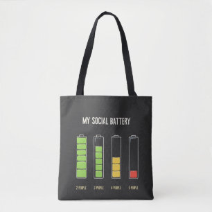 Tote Bag Ma batterie sociale introvertit l'Humour social
