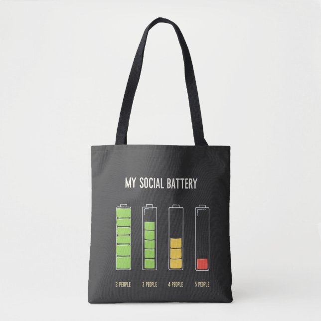 Tote Bag Ma batterie sociale introvertit l'Humour social (Devant)