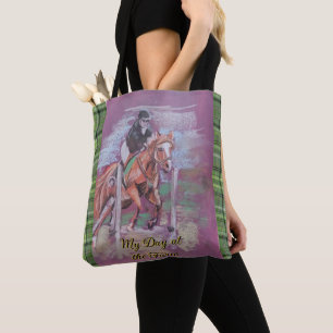 Tote Bag Ma journée à la ferme Pavot saut tartan plaid