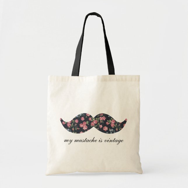 Tote Bag Ma moustache est cru floral (Devant)