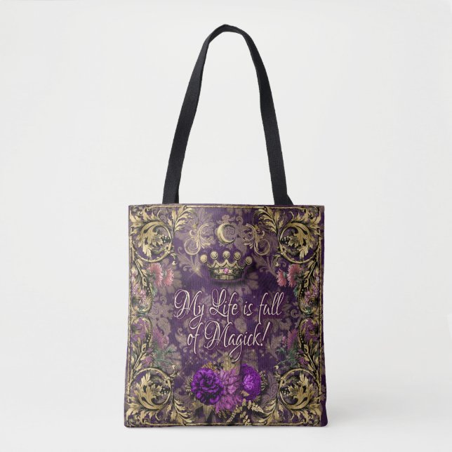 Tote Bag Ma vie est pleine de Magick ! Violet, couronne, oi (Devant)
