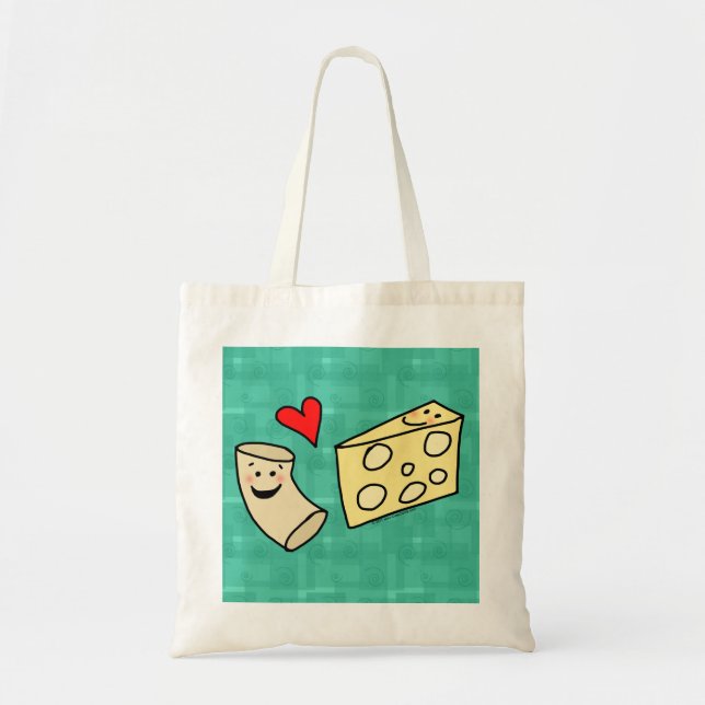 Tote Bag Mac aime Fromage, Funny Cute Macaroni + Fromage (Devant)