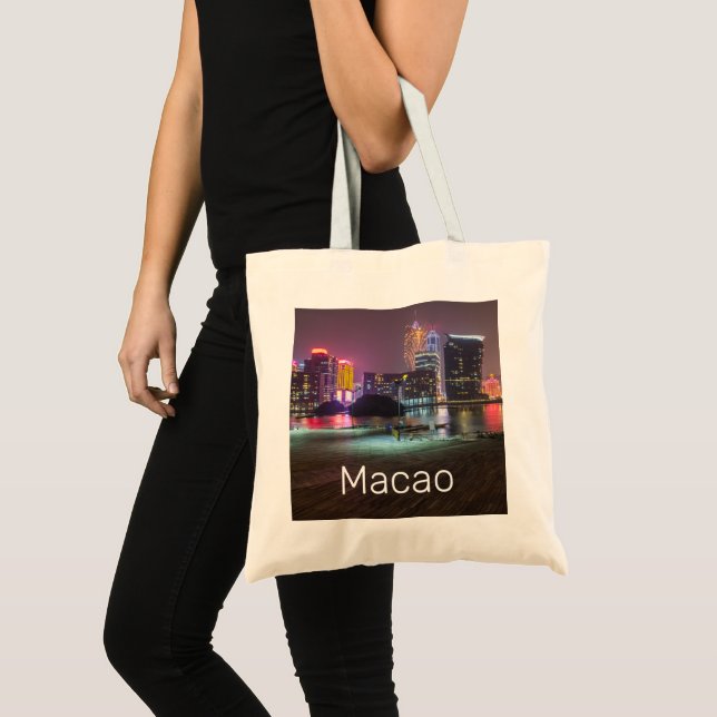 Tote Bag Macao Casino Skyline Panorama China Nighttime (Devant (produit))