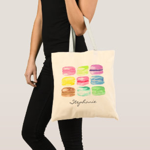 Tote Bag Macaron personnalisé aquarelle girly