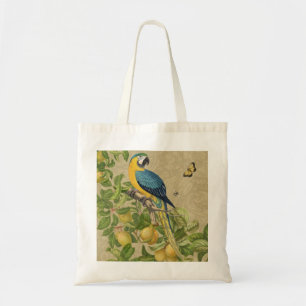 Tote Bag Macaw Blue Jaune Tropical Jungle Antique
