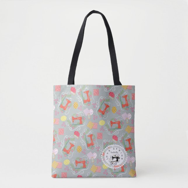 Tote Bag Machine à coudre grise Love (Devant)