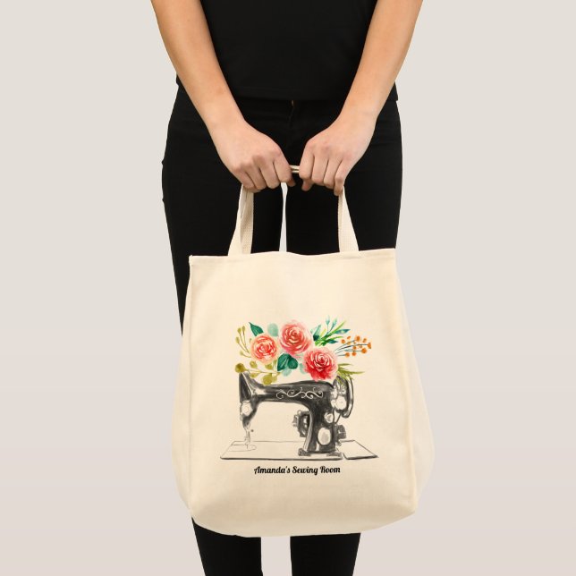 Tote Bag Machine à coudre noire Artiste de chaudière sur me (Devant (produit))
