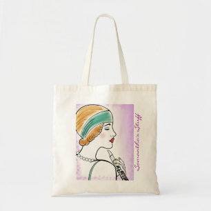 Tote Bag Madame d'art déco avec la coutume de pourpre de